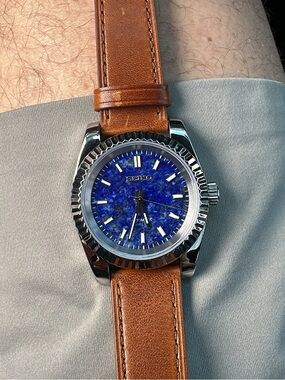 Seiko Blue Stone Dial with Brown Leather Band